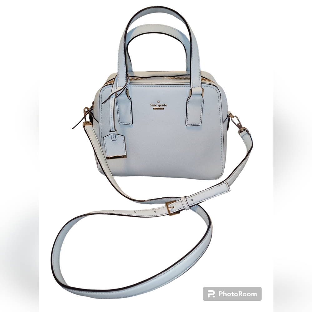 KATE SPADE Cameron Street Lottie Leather Satchel Bag $328 PXRU8262 Stony Blue